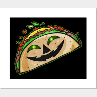 Taco With Jack O Lantern Face Costume Halloween Posters and Art